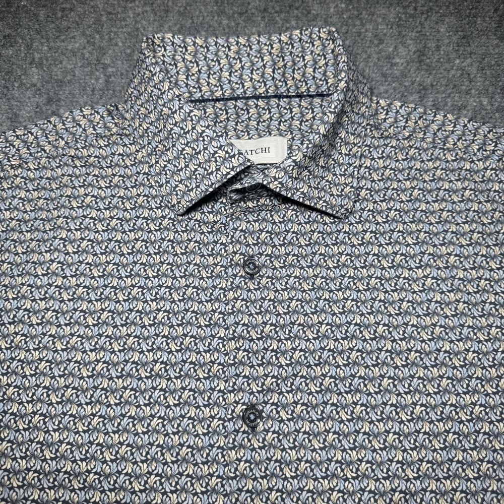 Bugatchi 8 Way Stretch Button Up Shirt Men M Multicolor Short Sleeve Geometric